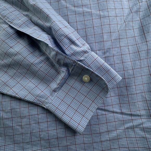 Brooks Brothers Long Sleeve Button Up Shirt Cotton Men 18 35 Regent Blue Red - Picture 3 of 13